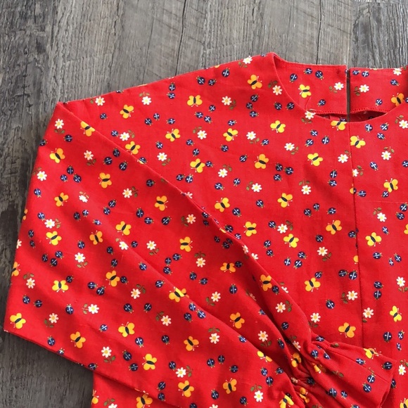 Vintage Patterned Red Dress - Picture 2 of 3